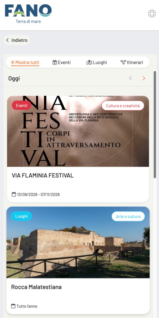 Feed eventi, luoghi e itinerari
